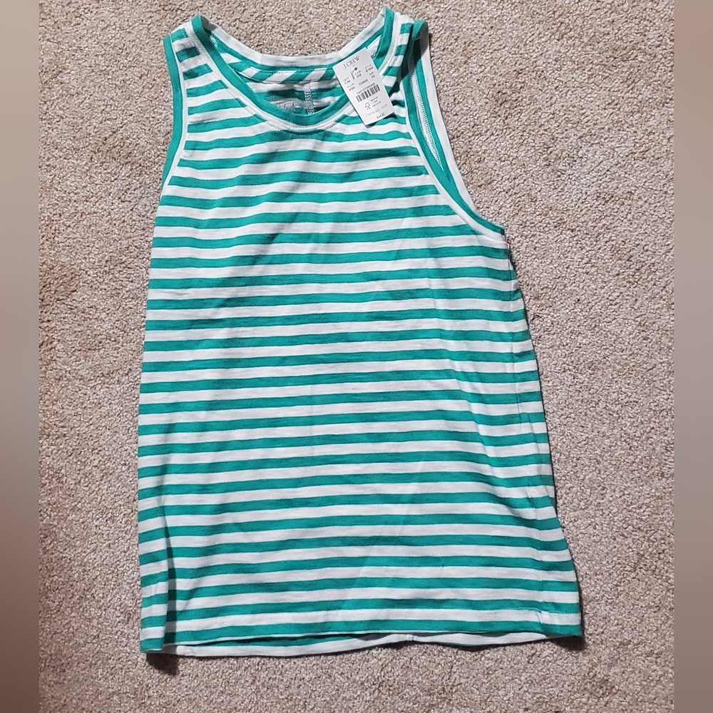 J. Crew Teal and White Striped Tank Top